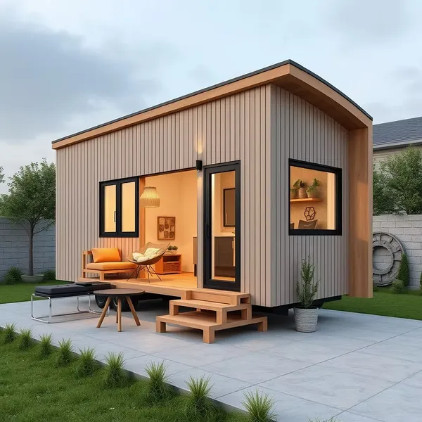 Verandalı ahşap cepheli konteyner yapı uygulaması